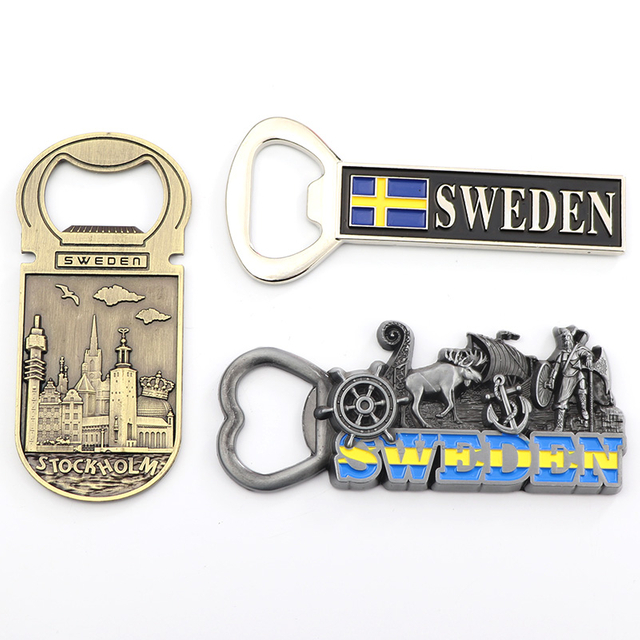 Custom Your Idea Design Sweden Souvenir Metal Beer Bottle Opener Fridge Magnet