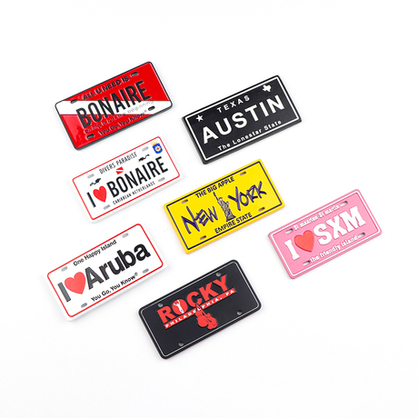 Manufacture Custom Logo Zinc Alloy Countries Souvenir Metal Car License Plate Fridge Magnet