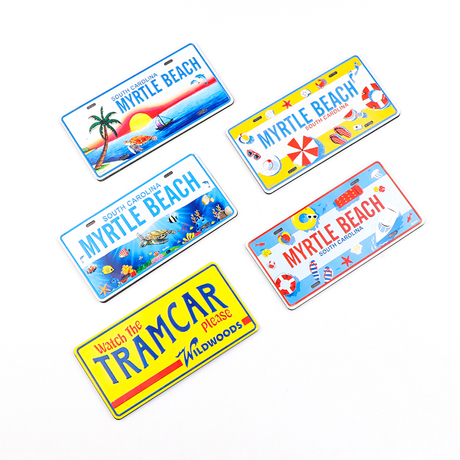 Customized Embossed Beach Souvenir Metal 3d Aluminum Car License Plate Fridge Magnet