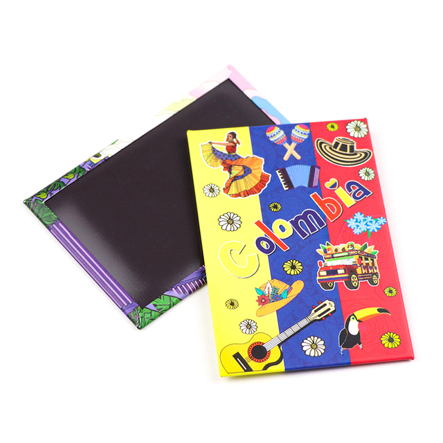 Custom Printed Logo Paper Metal Tin Boards Fridge Magnet Colombia Souvenir Tinplate Refrigerator Magnet