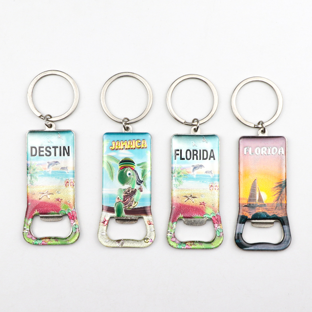 Customised Made Florida Beach Ocean Souvenir Key Chain Metal Beer Bottle Opener Keychain