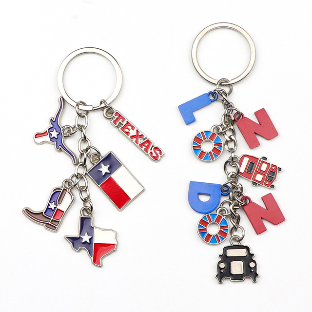 Factory Customized Design Texas London Souvenir Key Chain Metal Keychain Charms