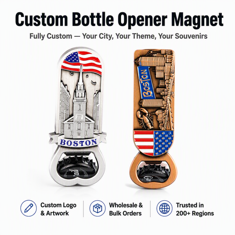 Customizable Boston Souvenir Gift Metal Beer Bottle Opener Fridge Magnet
