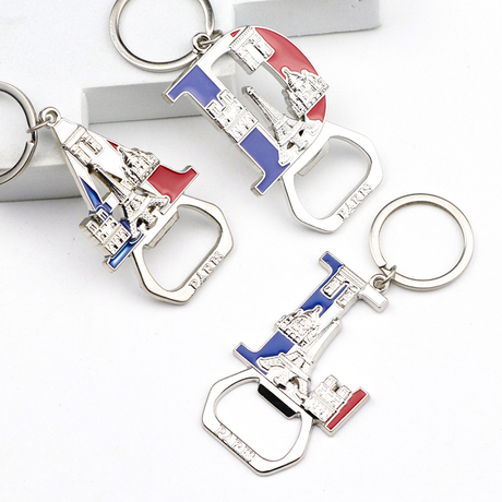 Custom Paris Souvenir Initial Letter Alphabet Keyring Metal Bottle Opener Keychain
