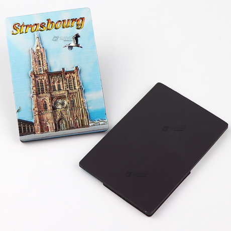 Custom Logo Strasbourg Souvenir Fridge Magnet Aluminum Foil Refrigerator Magnet for Decor