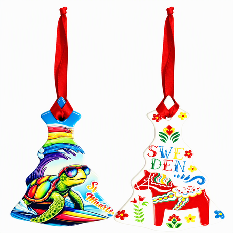 Custom Logo Printing 3D Ceramic City Travel Souvenir Christmas Pendant Hanging Ornament Decoration