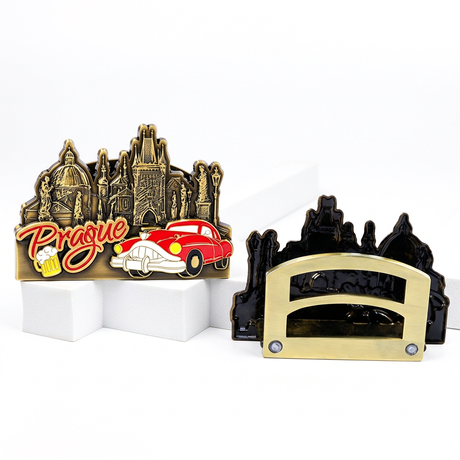 Custom Design Zinc Alloy Prague Czech Souvenir Table Metal Business Name Card Holder