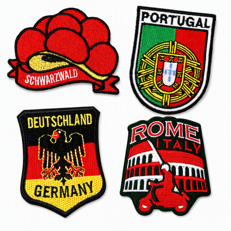 Wholesale Custom Logo Embroidered Iron on Patches Souvenir Gift Fabric Hat Clothes Patch