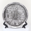 Custom France Paris Souvenir Plate 3D Zinc Alloy Metal Plate OEM Manufacturer