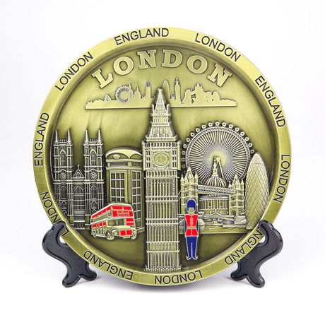 OEM/ODM Custom Zinc Alloy Metal 3D Decorative London Tourist Souvenir Plate