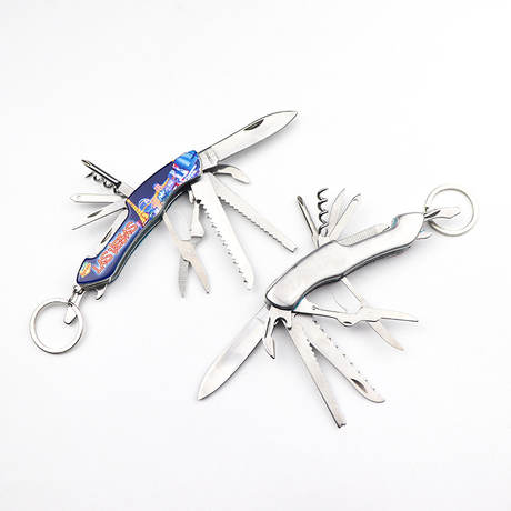 Custom Logo 11 in 1 Multi Tool Knife Souvenir Multi Use Pocket Knife Keychain