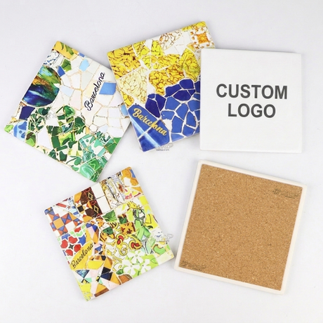 Custom Logo Square Waterproof Souvenir Gift Beer Coffee Mug Cup Ceramic Coaster for Drink