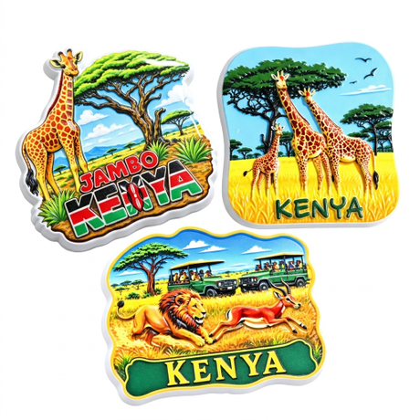 OEM Custom Made Tourist Gifts Kenya Souvenirs 3D Resin Magnet Refrigerator Fridge Magnet
