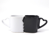 Custom Logo Ceramic Porcelain Mug Tourist Souvenir Gifts Couple Coffee Cup Set with Heart Handle