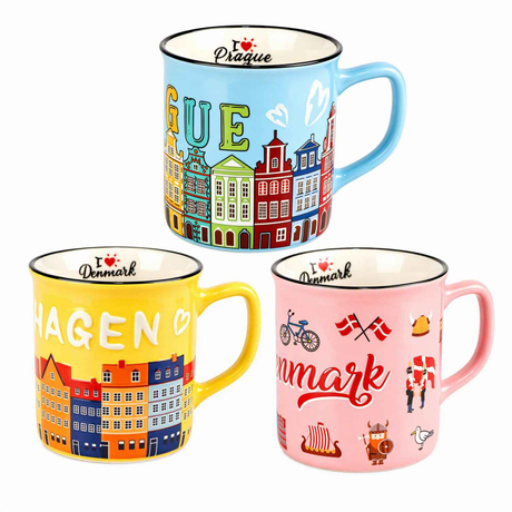 Custom Photo Denmark Czech Prague Souvenir Ceramic Mug Personalized Printing Coffee Cup