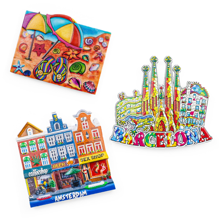 Custom Design Spain Barcelona Amsterdam Tourist Souvenir 3d Poly Resin Fridge Magnet for Your Local Market