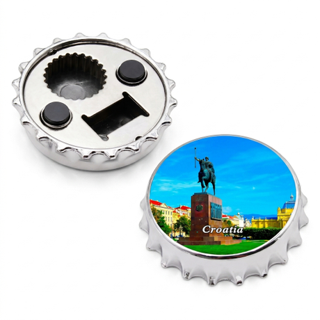 Custom Design Antique Souvenir Bottle Cap Shaped Metal Bottle Opener Fridge Magnet