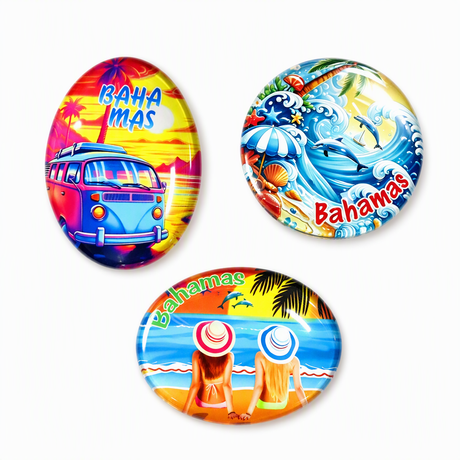 Custom Logo Various Shape Beach Island Bahamas Souvenir Crystal Glass Fridge Magnet