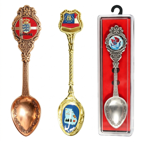 Wholesale Custom Logo Design Tourist Souvenir Metal Blank Epoxy Souvenir Spoon