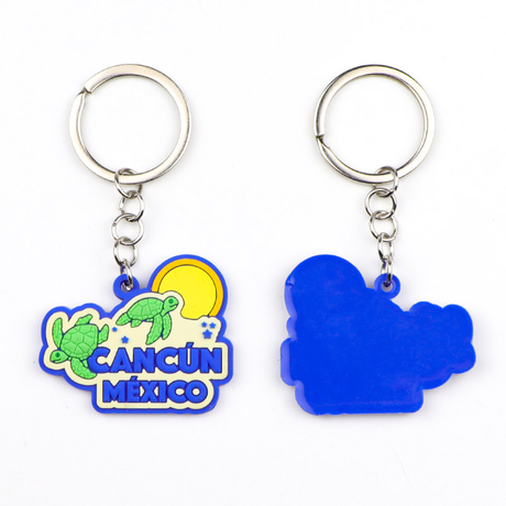 Custom Logo Cancun Mexico Tourist Souvenir 3D Silicone PVC Key Chain Soft Rubber Keychain