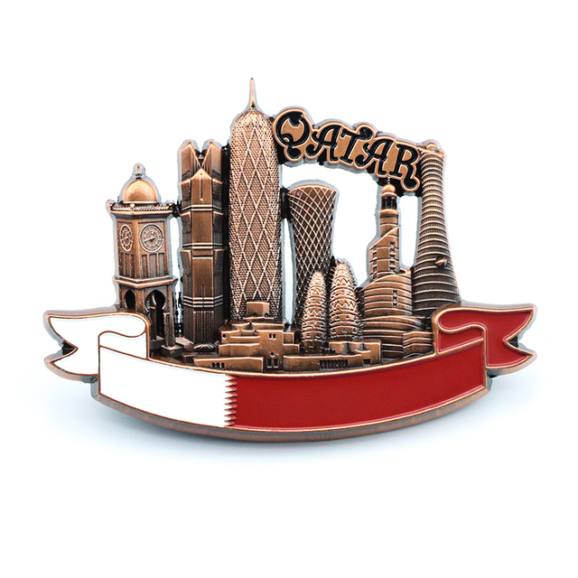 OEM Custom Your Idea Design Zinc Alloy Metal 3d Tourist Souvenir Qatar Fridge Magnet