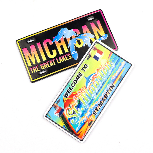 Custom Embossed Logo Beach Seaside Souvenir Magnet Car License Plate Fridge Magnet for Decor