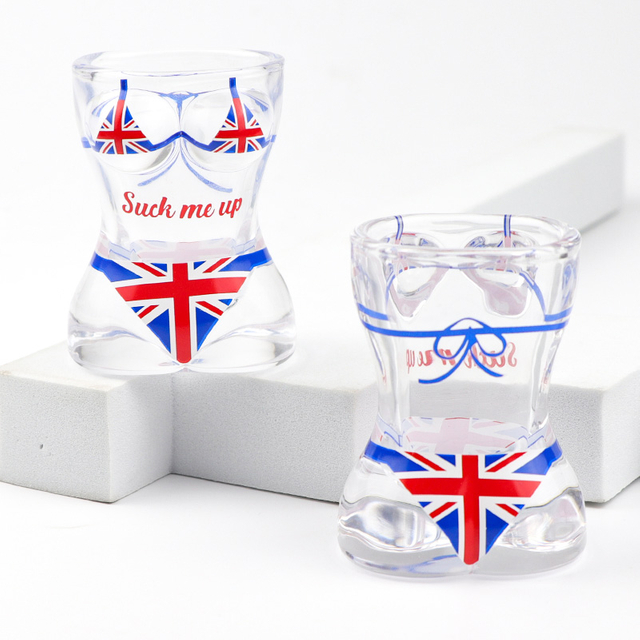 Customized Logo London Souvenir Women Bikini Sexy Glass Shot Glasses