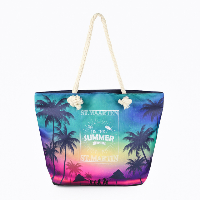 Customized Logo Printed Summer Beach Island St. Martin Souvenir Beach Bag Canvas Tote Bag