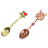 Customized Logo Antique Gold Copper Plated Metal Spoon Countries Tourist Souvenir Spoon