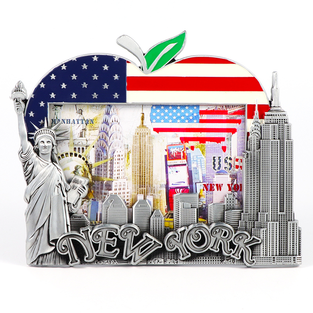 Factory Custom Design Zinc Alloy Metal Picture Frame Travel Souvenir New York Photo Frame