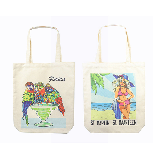 Custom Logo Souvenir Gift Canvas Shoulder Shopping Bag Summer Beach Tote Bag