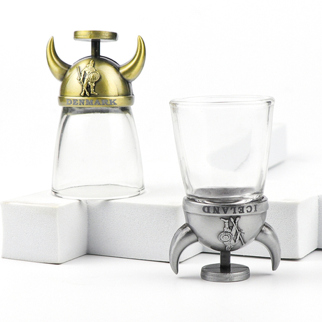 Wholesale Customized Logo Denmark Iceland Tourist Souvenir Norse Viking Zinc Alloy Metal Shot Glass