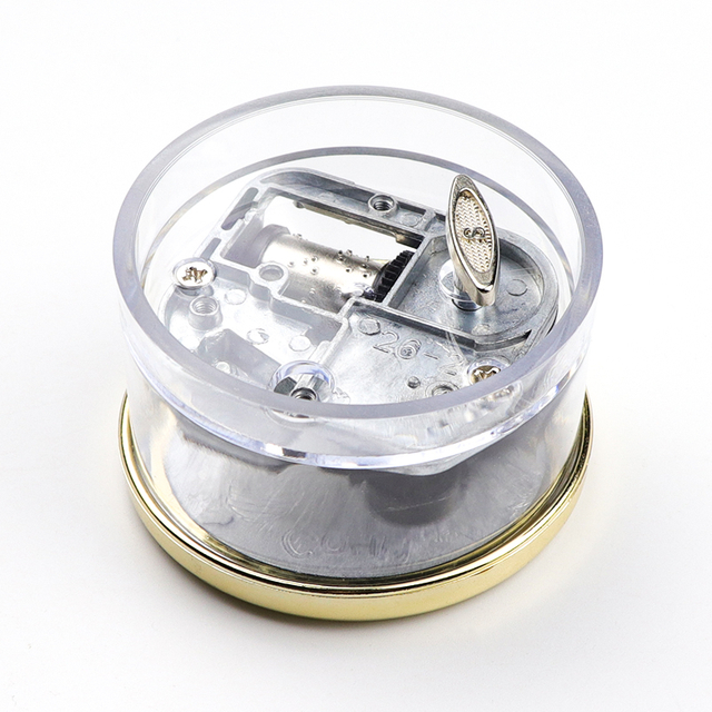Customized Printing Logo Clear Plastic Mini Round Souvenir Music Box Mechanism