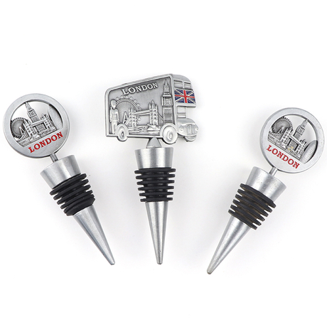 Factory Directly Custom Design Zinc Alloy London Tourist Souvenir Metal Wine Bottle Stopper