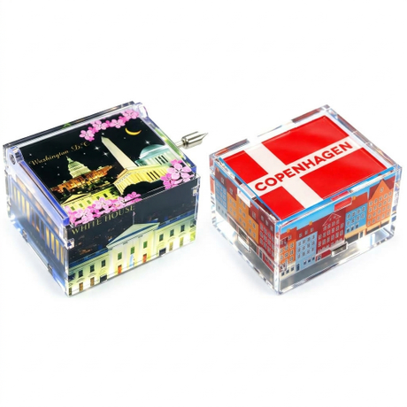Wholesale Custom Logo Travel Tourist Souvenir Gifts Decor Plastic Mini Small Music Box