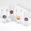 Wholesale Custom Engraved Metal Logo Souvenir 2oz Square Glass Shot Glasses