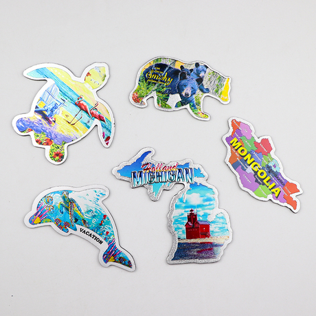 Customized 3D City Tourist Souvenir Magnet Aluminum Foil Fridge Magnet for Gifts Shop Wholesalers