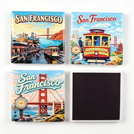 Customized Logo Design Country Cities San Francisco Souvenir Ceramic Fridge Magnet for Refrigerator