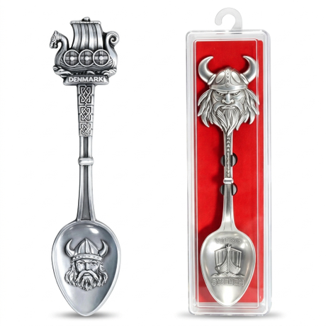 Manufacturer Custom Logo Zinc Alloy Norse Viking Denmark Sweden Souvenir Metal Spoon