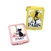 Custom Logo PU Leather Compact Mirror Paris Tourist Souvenir Folding Pocket Mirror