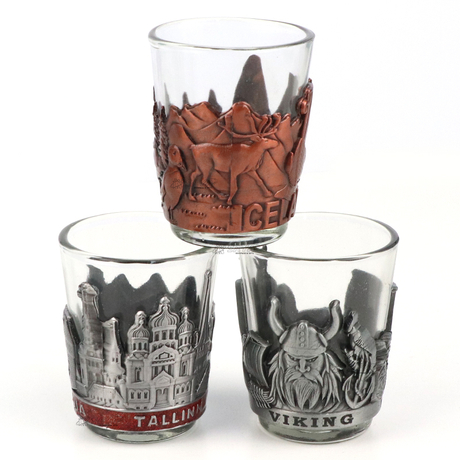 Personalized Custom Engraved Logo Tourist Souvenir Metal Glass Shot Glasses