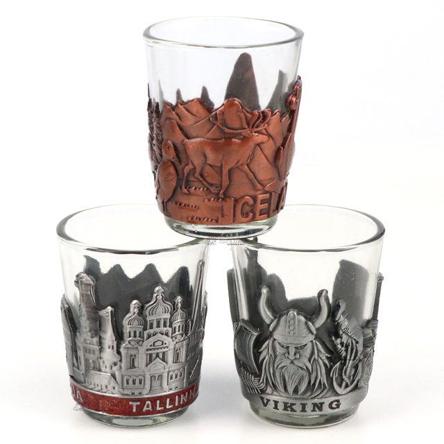 Personalized Custom Engraved Logo Tourist Souvenir Metal Glass Shot Glasses