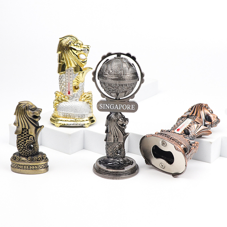 Customized Design Home Decor Singapore Merlion Souvenir Mini Metal Figurine Statue