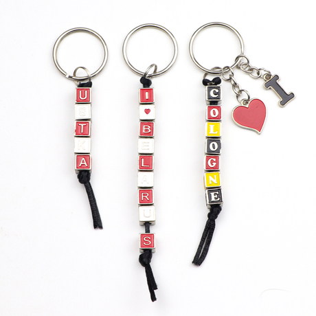 Customized Logo Luxury City Souvenirs 3D Bead Dice Keychain Metal Key Chains 