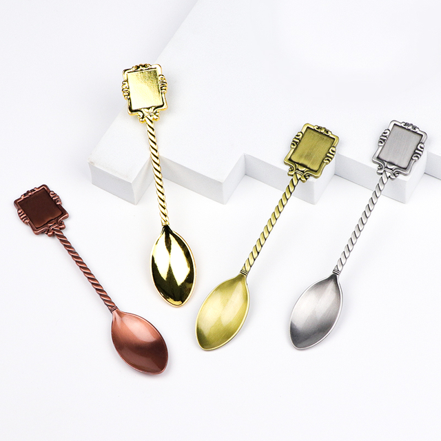 Customized Design Zinc Alloy Antique Plated Metal Spoon Blank Souvenir Spoon with Custom Logo
