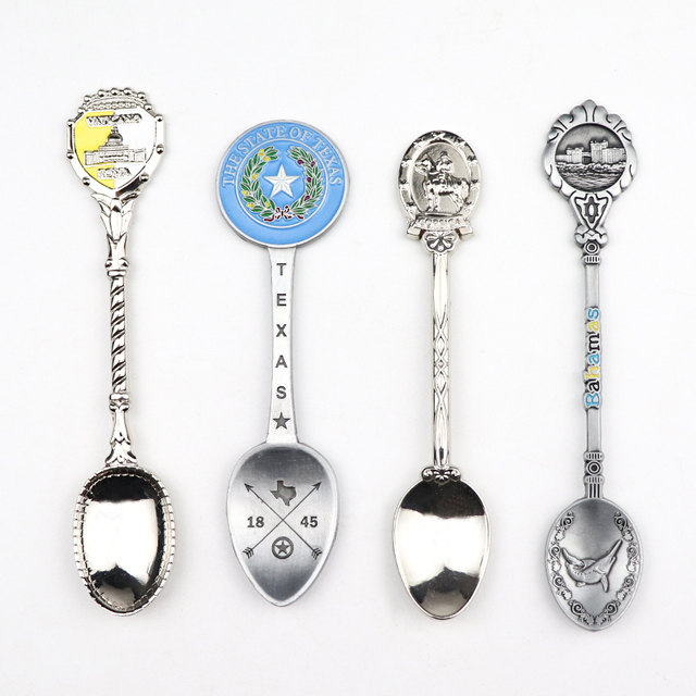 Custom Logo Zinc Alloy Brass Metal Souvenir Gift Countries Tourist Souvenir Spoon