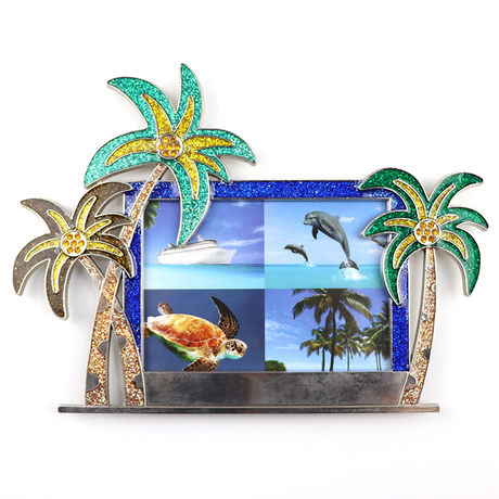 Custom Design Beach Souvenir Decorative Glitter Metal Picture Photo Frame