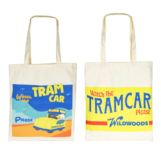 Custom Logo Printed Summer Sea Island Souvenir Canvas Cotton Beach Tote Bag