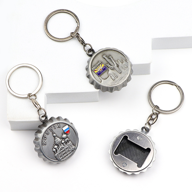 Personalized Design Tourist Souvenir Keyring Custom 3D Metal Beer Bottle Opener Keychain