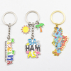 Customised Zinc Alloy Enamel Keychain Cities Island Beach Souvenir Metal Keychain Charms